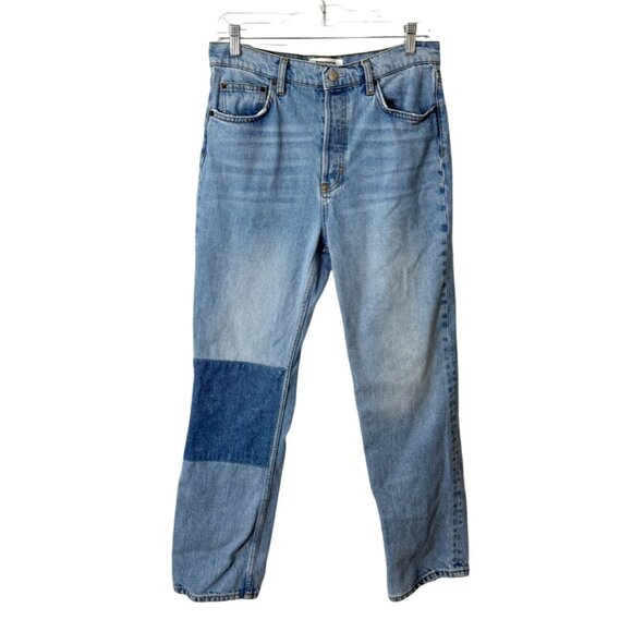 Reformation Cynthia Patch High-Rise Jeans Straight Leg Organic Cotton Size 29 - Picture 1 of 8